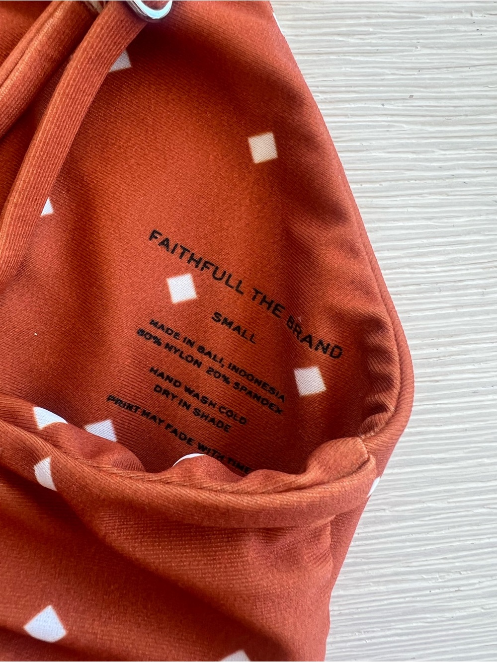 Faithfull the Brand Rust Orange Diamond Print Tie Bikini - Picture 4 of 5